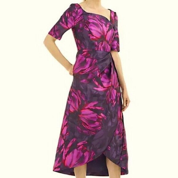 Kay Unger Cerise Tallulah Floral High-Low Maxi Tulip Dress - Picture 2 of 3